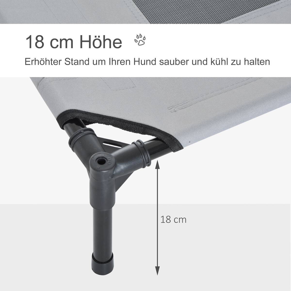 PawHut Haustierbett mit Baldachin grau Metall B/H/L: ca. 76x90x92 cm