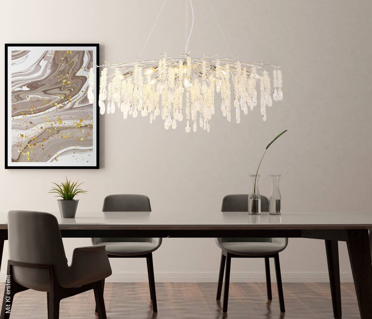 GLOBO Luster gold amber klar Metall Glas B/H/L: ca. 50x120x120 cm E14 12 Brennstellen