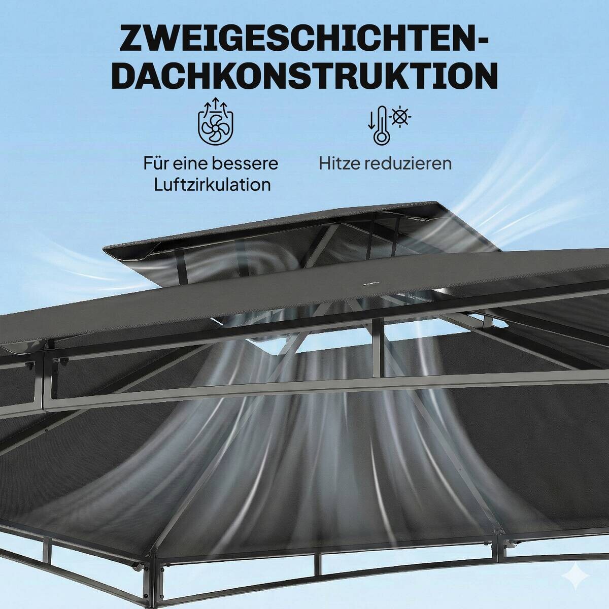 Outsunny Pavillon dunkelgrau Metall B/H/L: ca. 300x285x300 cm
