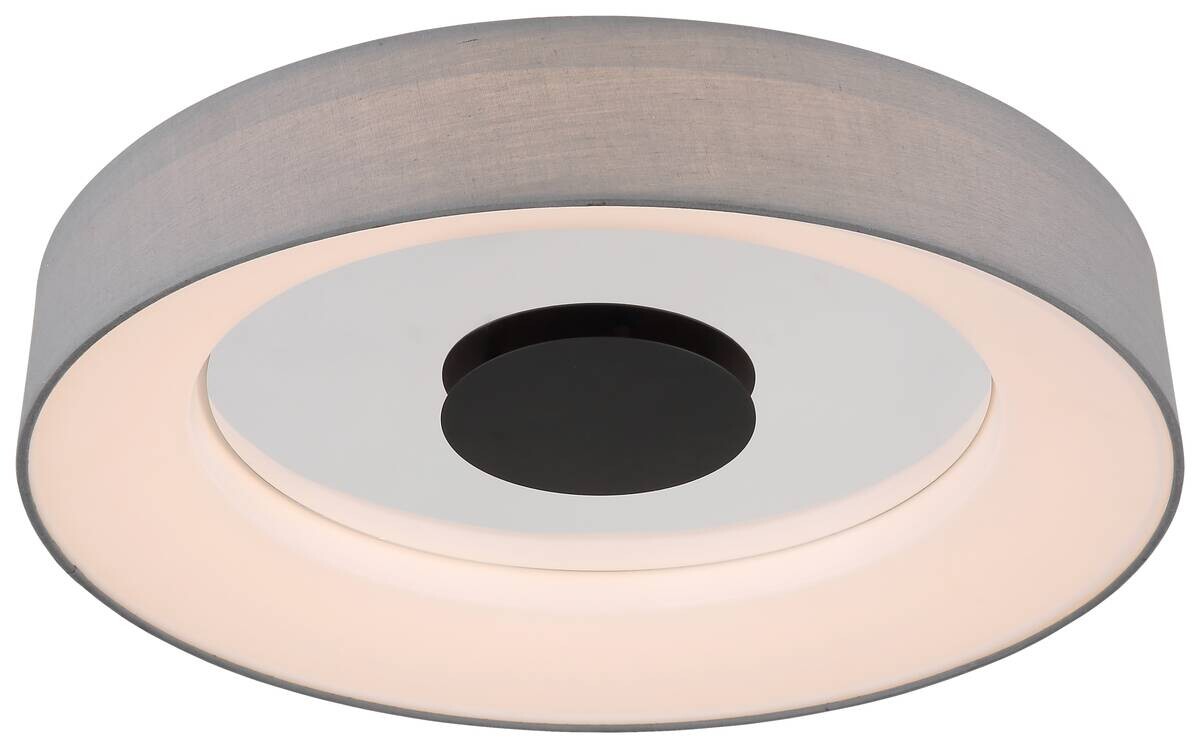 GLOBO LED-Deckenleuchte 48372-30 mattschwarz weiß grau Metall Textil H/D: ca. 9,8x46,8 cm
