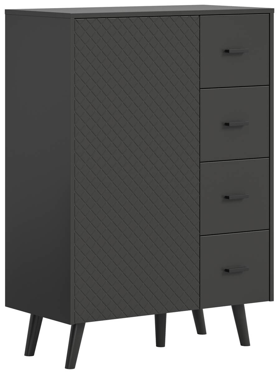 Kommode LINEA grau schwarz B/H/T: ca. 84x114x37 cm