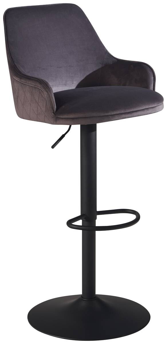 Barhocker grau Samt B/H/T: ca. 45x106x45 cm