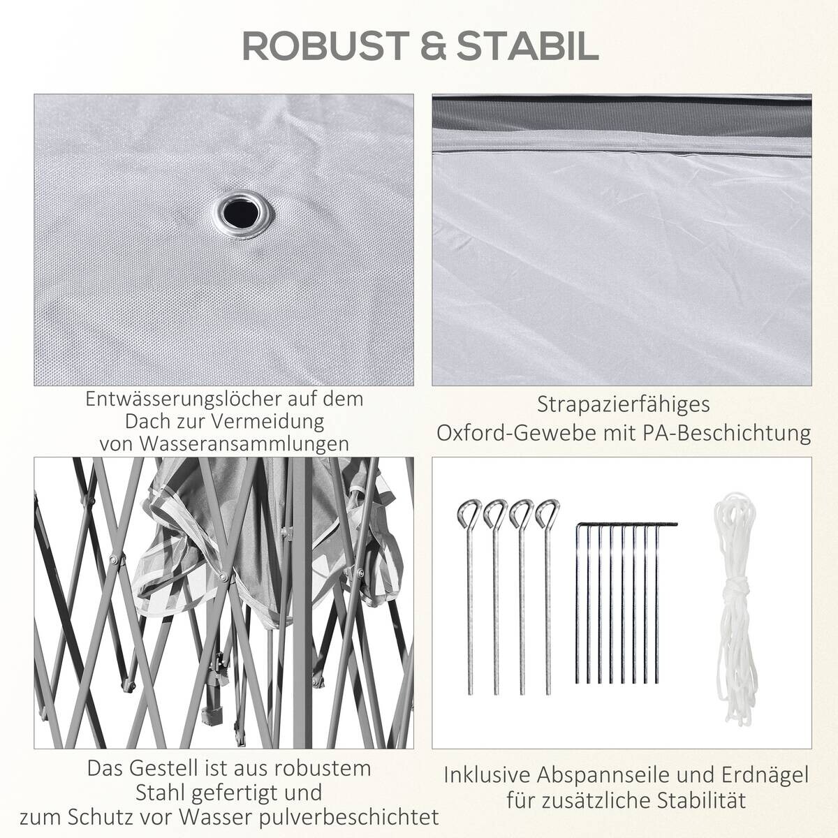 Outsunny Pavillon grau Metall B/H/L: ca. 330x288x330 cm