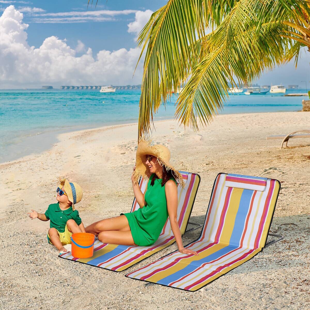 Outsunny Strandliege 2er Set mehrfarbig Stahl B/H/L: ca. 53x45x124 cm