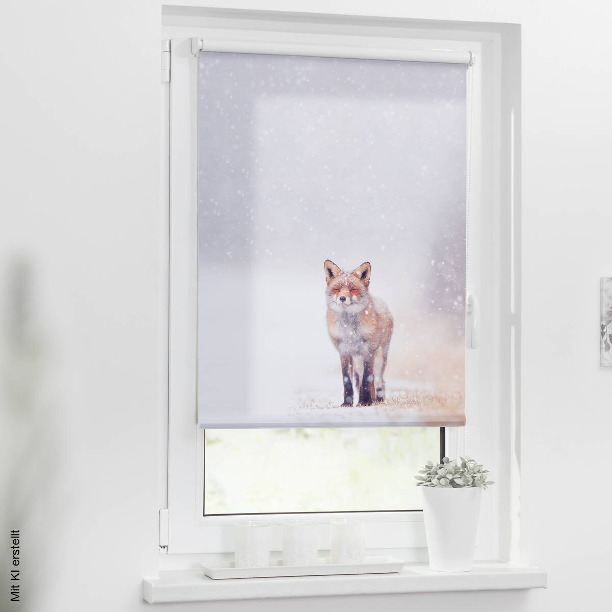 LICHTBLICK Rollo Fuchs im Schnee weiß B/L: ca. 80x150 cm