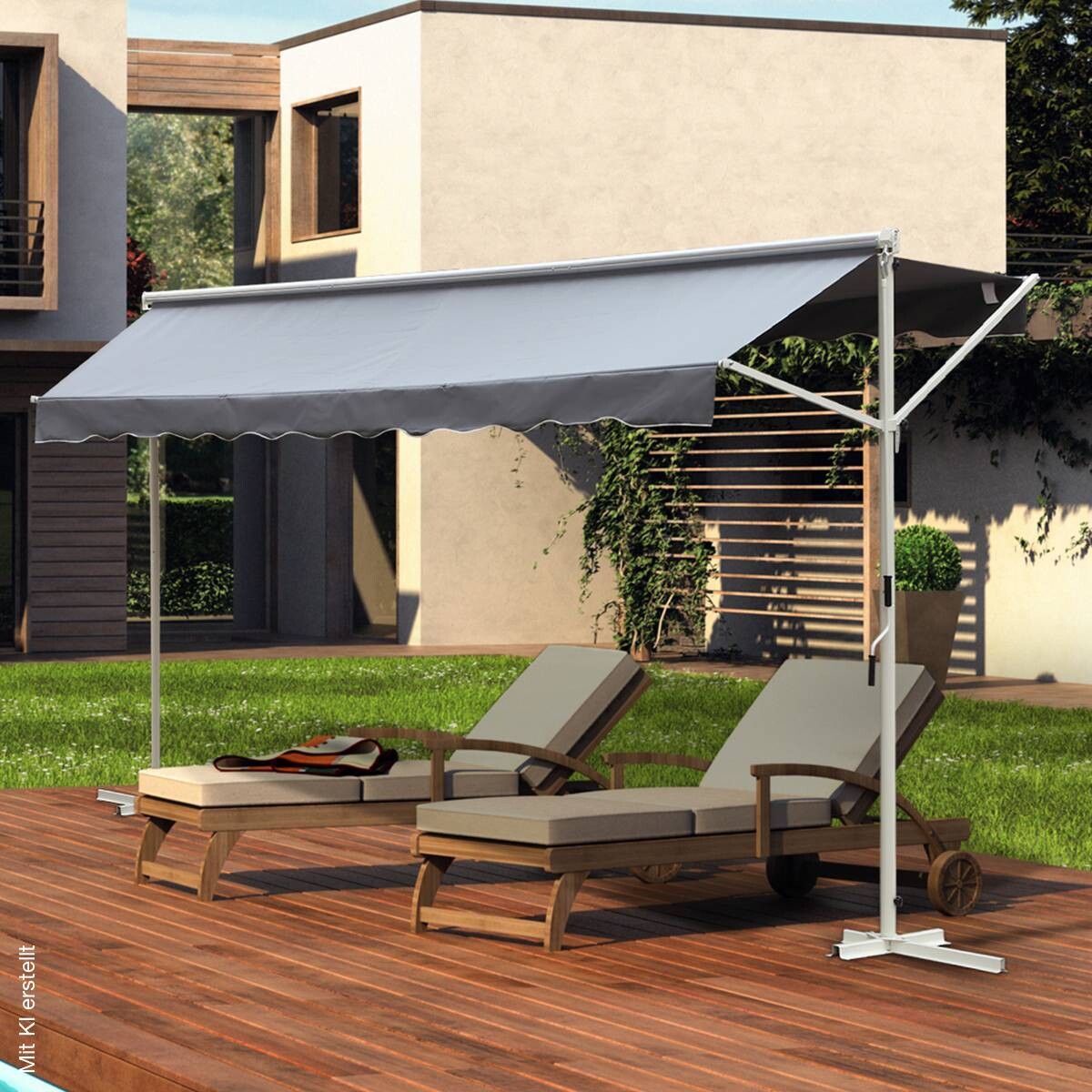 Outsunny Standmarkise grau Polyester-Mischgewebe B/H/L: ca. 294x250x295 cm