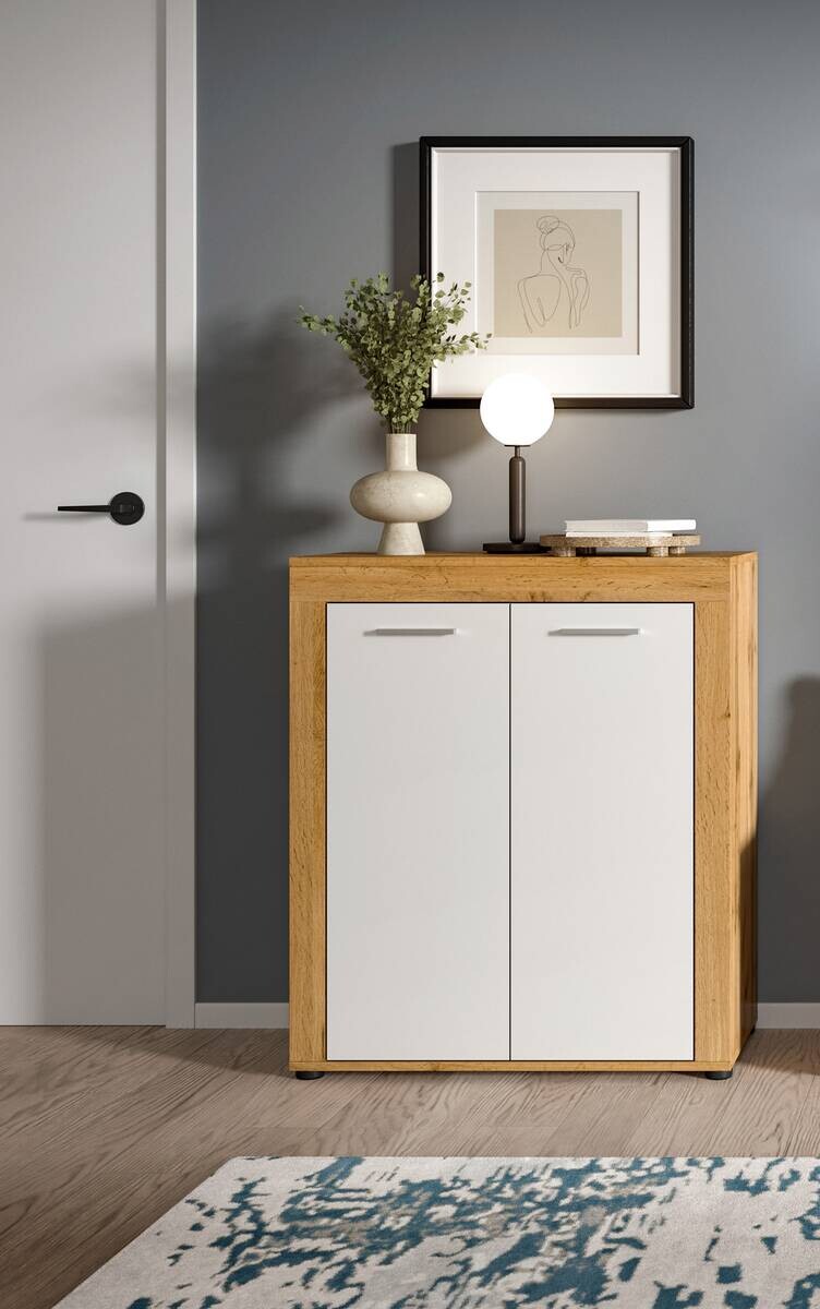 Schuhschrank JAM Eiche Wotan Nachbildung weiß B/H/T: ca. 80x95x35 cm