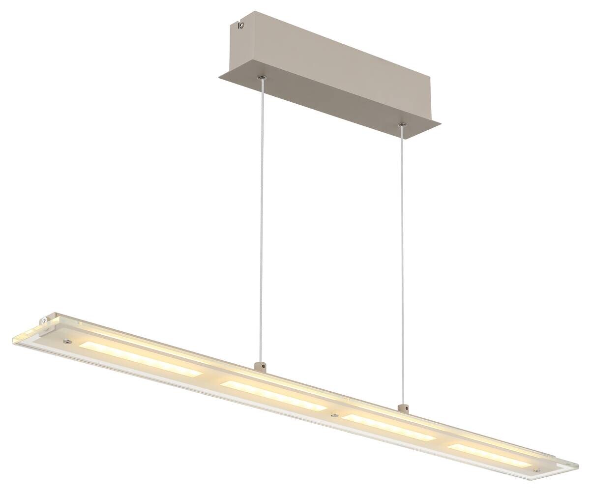 GLOBO LED-Pendelleuchte Novak sand Glas Metall B/L/D: ca. 9x88x150 cm