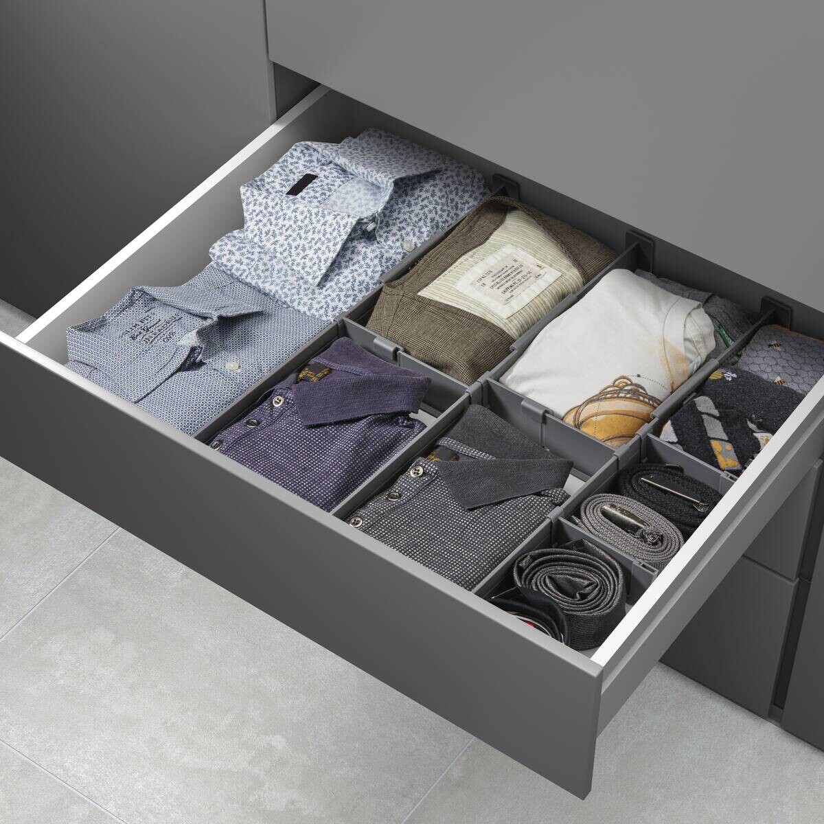 Metaltex Schubladen-Organizer Multi-Fit Plus grau Kunststoff