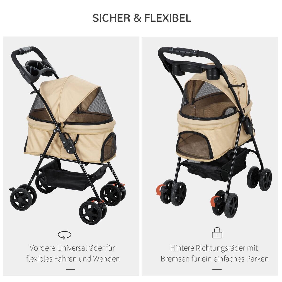 PawHut Hunde-Zubehör khaki Polyester B/H/L: ca. 45x67x96 cm