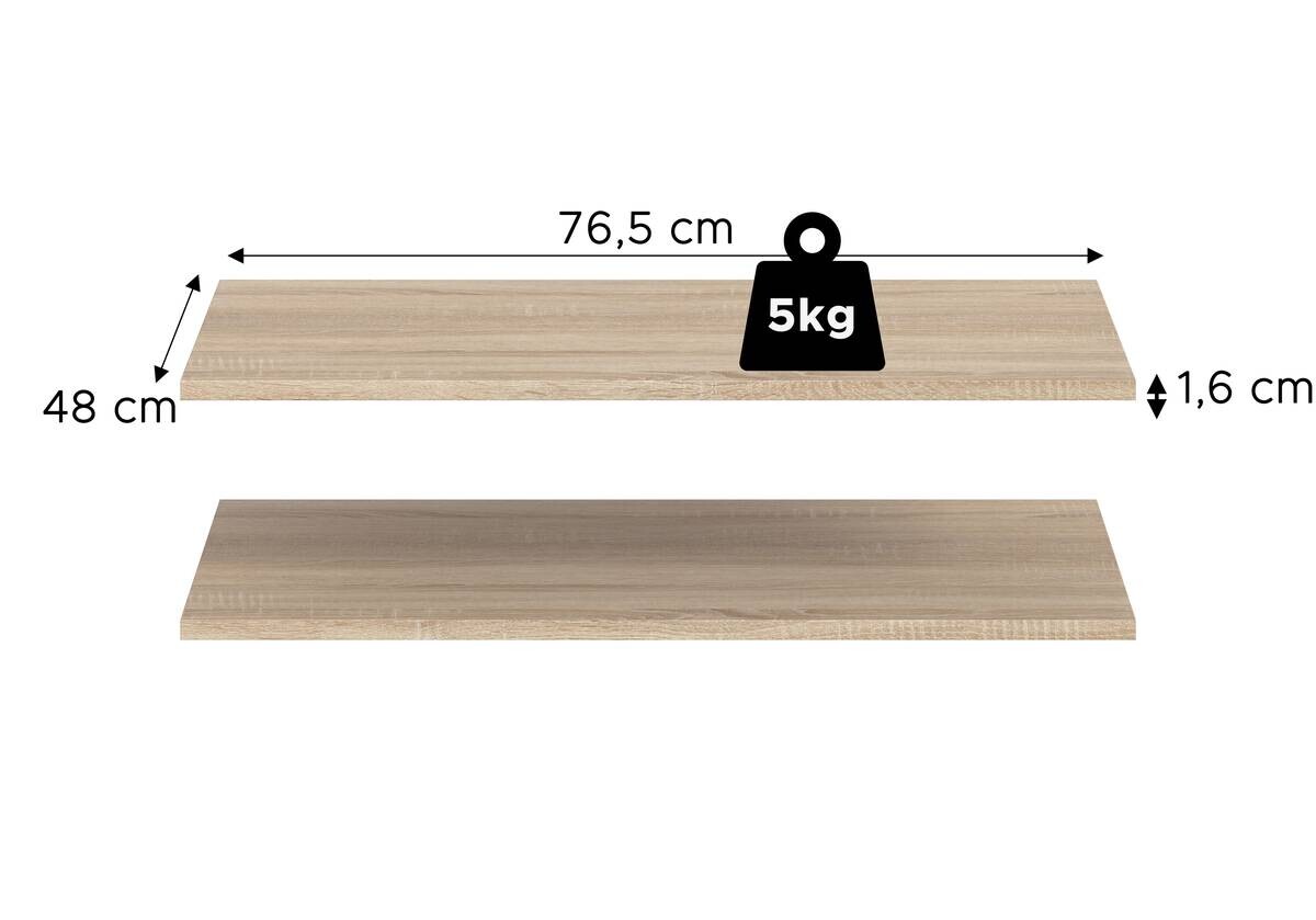 Einlegeböden-Set ZUBEHÖR 2er Eiche Sonoma B/H/T: ca. 77x2x48 cm
