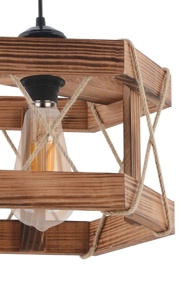 Opviq Pendelleuchte braun Holz B/H/T/L: ca. 26x65x30x26 cm E27 1 Brennstellen