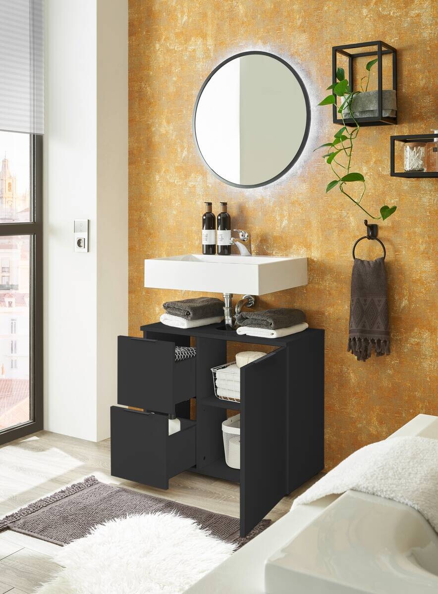 Waschbeckenunterschrank Porto schwarz B/H/T: ca. 70x60x35 cm