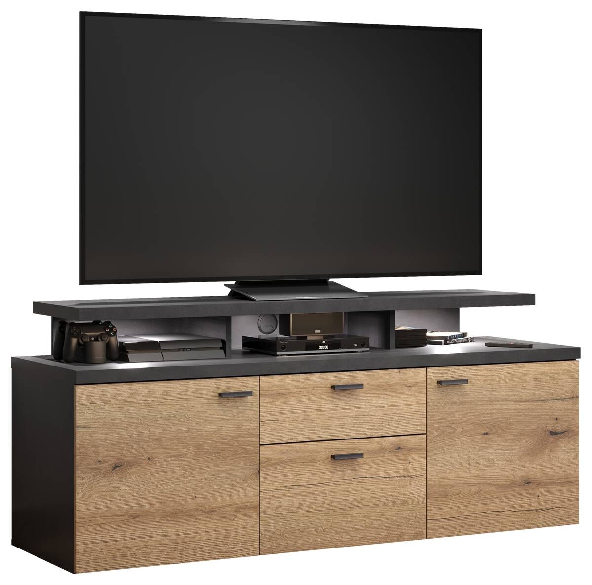TV-Lowboard Mood Eiche Evoke Coast Nachbildung Matera Nachbildung B/H/T: ca. 151x66x47 cm