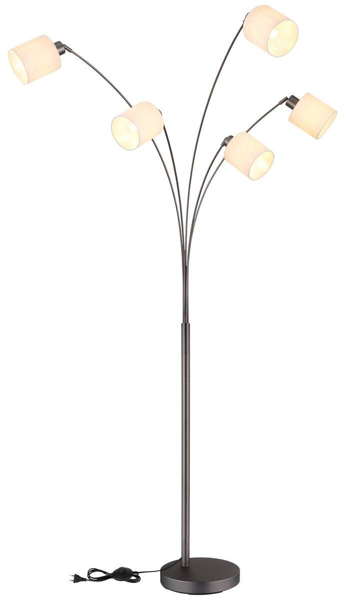 GLOBO Stehleuchte creme schwarz Leinen Metall B/H/L: ca. 90x200x90 cm E27 5 Brennstellen