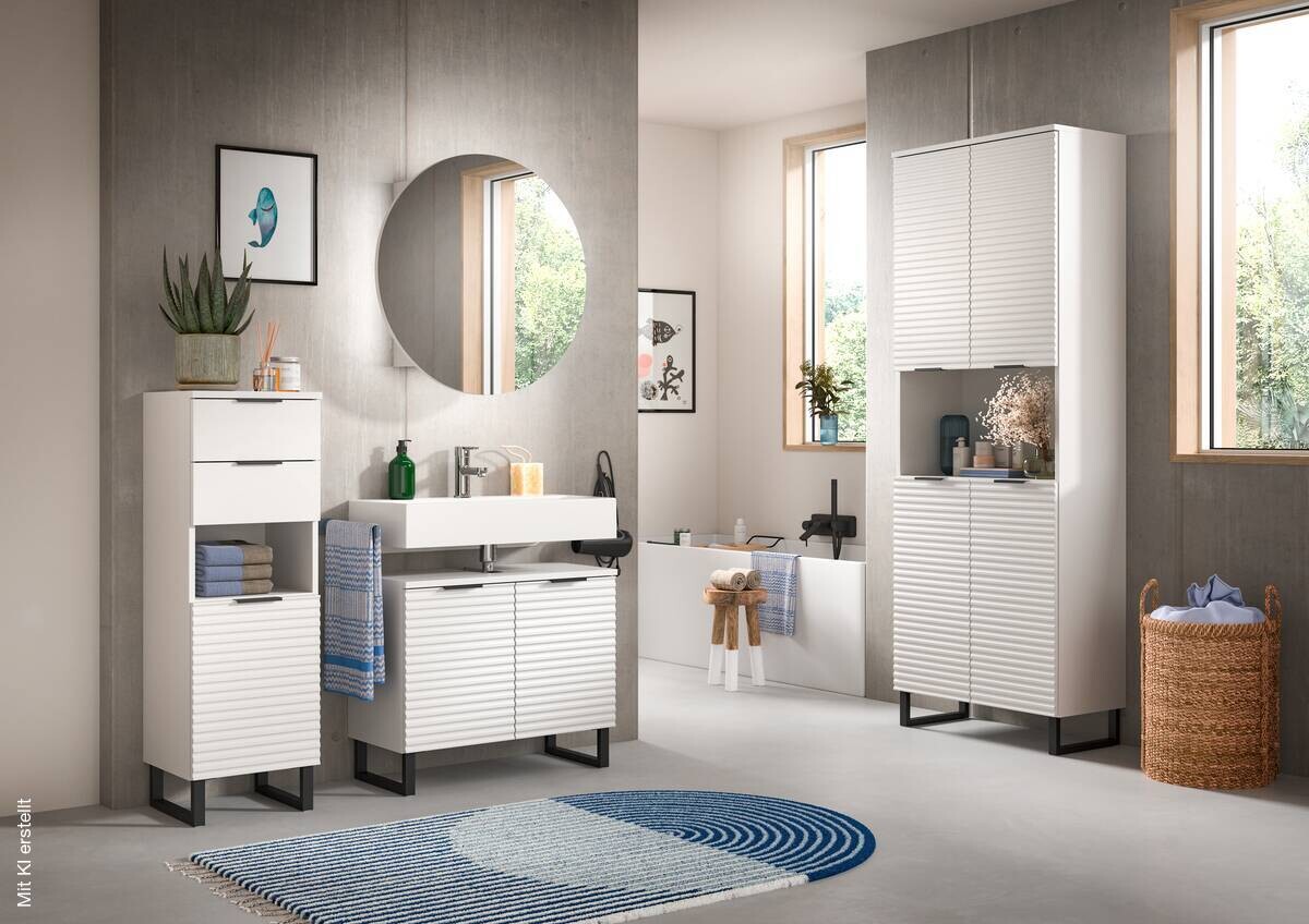 Hochschrank Riff weiß B/H/T: ca. 70x193x34 cm
