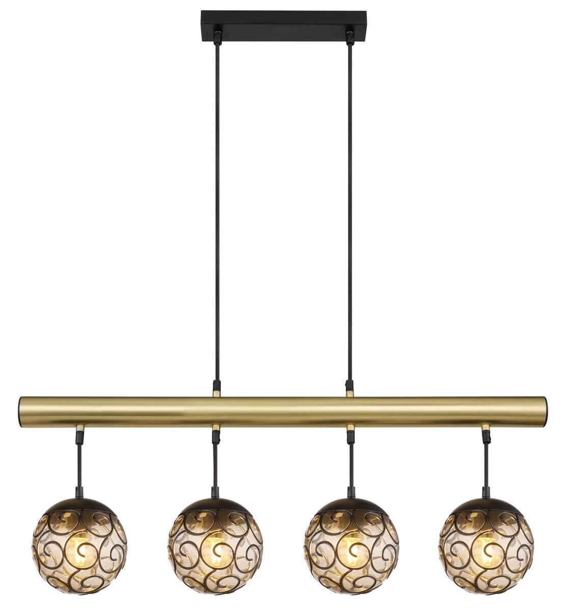 GLOBO Pendelleuchte Fitz Rauch Metall Kunststoff B/H/L: ca. 90x15x120 cm E27 4 Brennstellen
