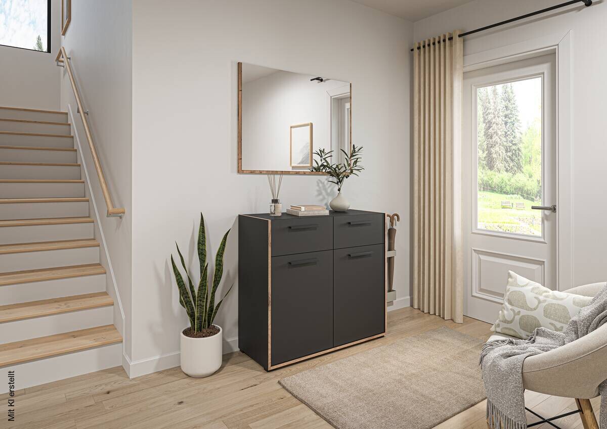 Garderobe Bueno Basalt Nox Oak Nachbildung B/H/T: ca. 95x189x37 cm