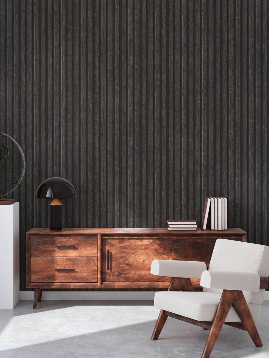 Vliestapete Holzoptik grau schwarz B/L: ca. 53x1005 cm