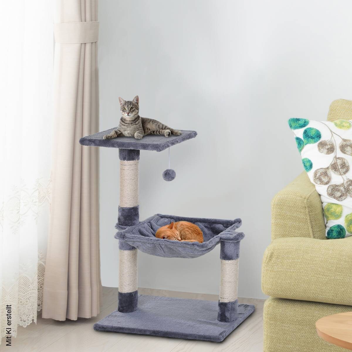 PawHut Katzenbaum grau Spanplatte B/H/L: ca. 36x70x50 cm