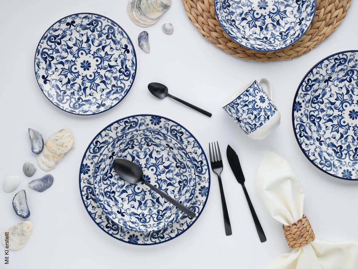 CreaTable Kombiservice Fresco blau Steingut 16 tlg.