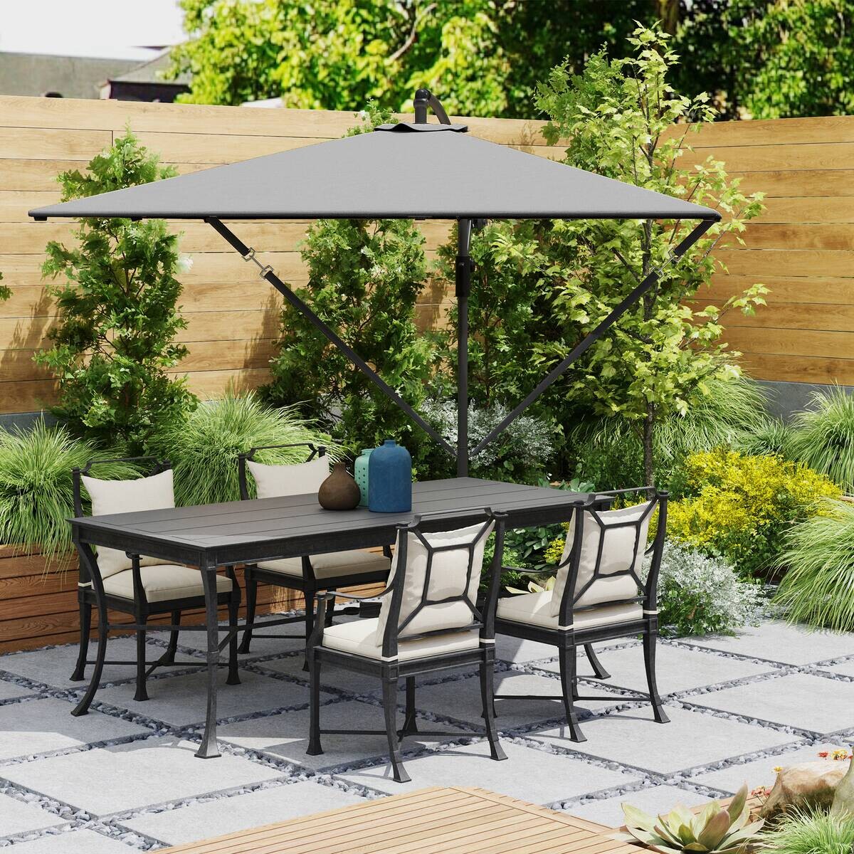 Outsunny Ampelschirm grau Polyester B/H/L: ca. 250x235x295 cm