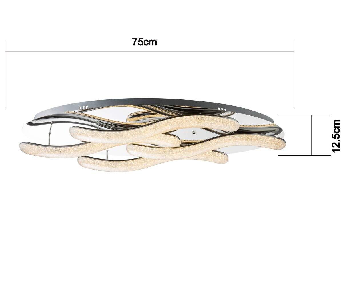POCOline LED-Deckenleuchte Lio Chrom Metall Acryl B/H/L: ca. 32x12,5x75 cm