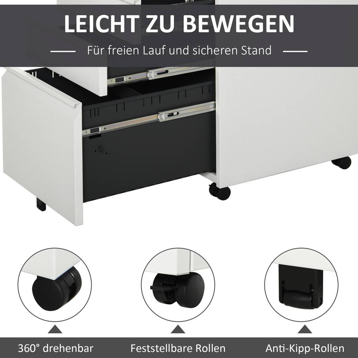 Rollcontainer 924-024WT weiß B/H/T: ca. 39x60x48 cm