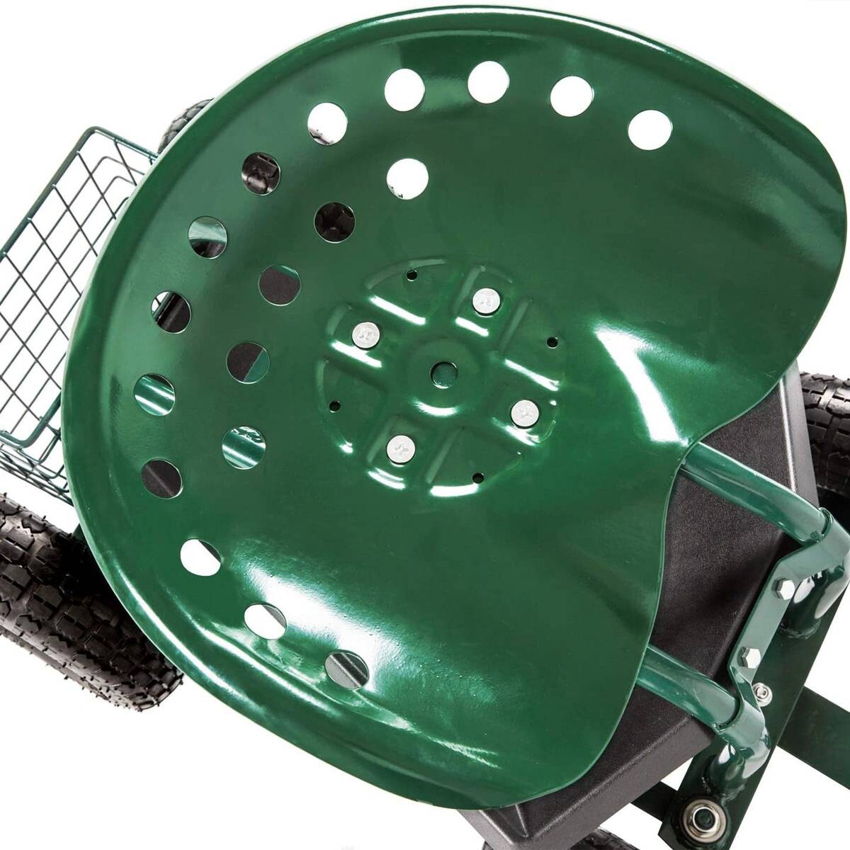 AXI Fahrbarer Gartensitz AG22 grün Metall B/H/T: ca. 53x98x112 cm