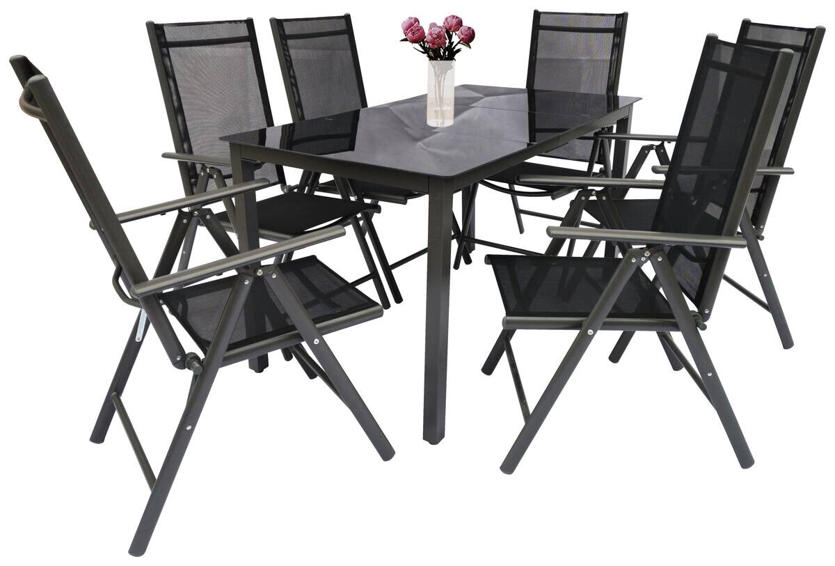 VCM Gartensitzgruppe anthrazit Stahl B/H/L: ca. 140x76x80 cm