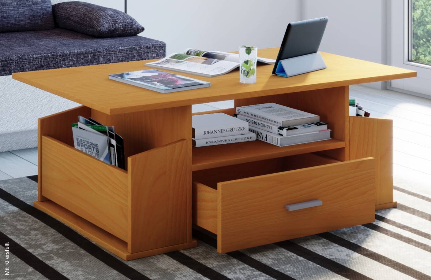 Couchtisch Junata buche Nachbildung B/H/T: ca. 110x44x52 cm