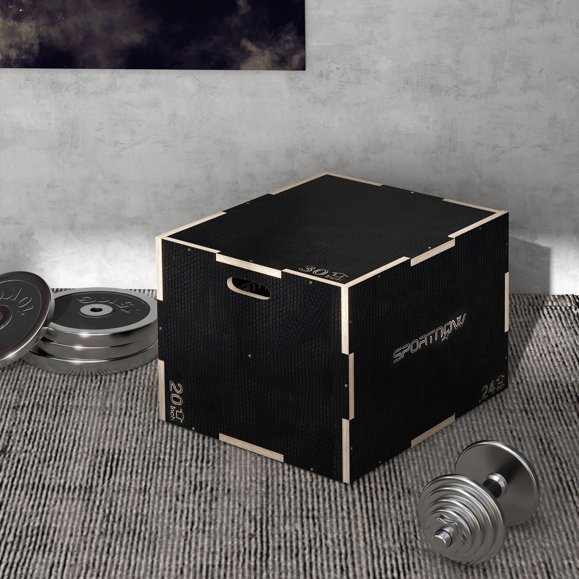 SPORTNOW Sprungbox schwarz Buche B/H/L: ca. 61x51x76 cm
