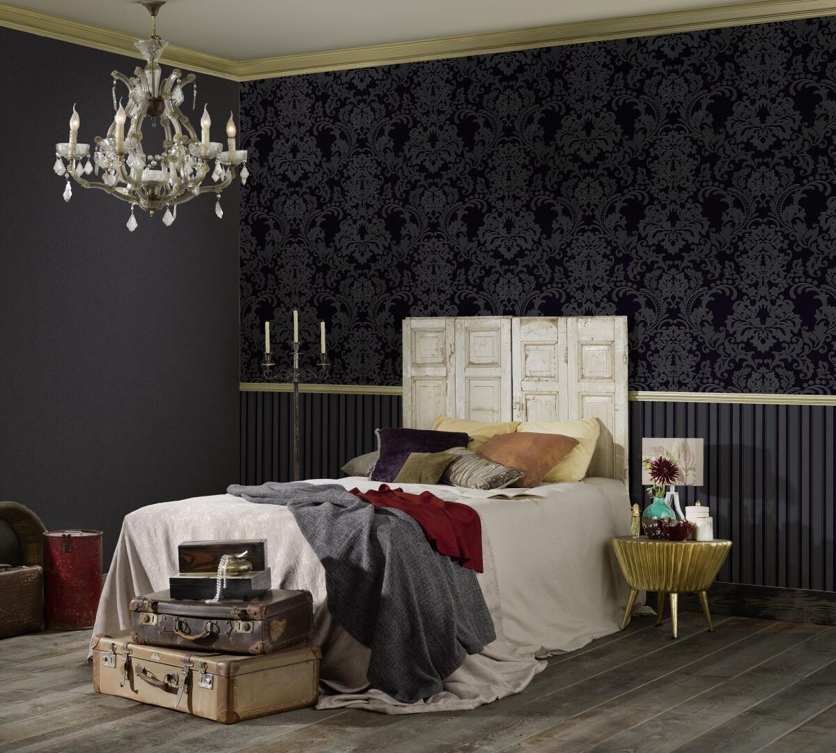 Vliestapete Ornament schwarz B/L: ca. 53x1005 cm