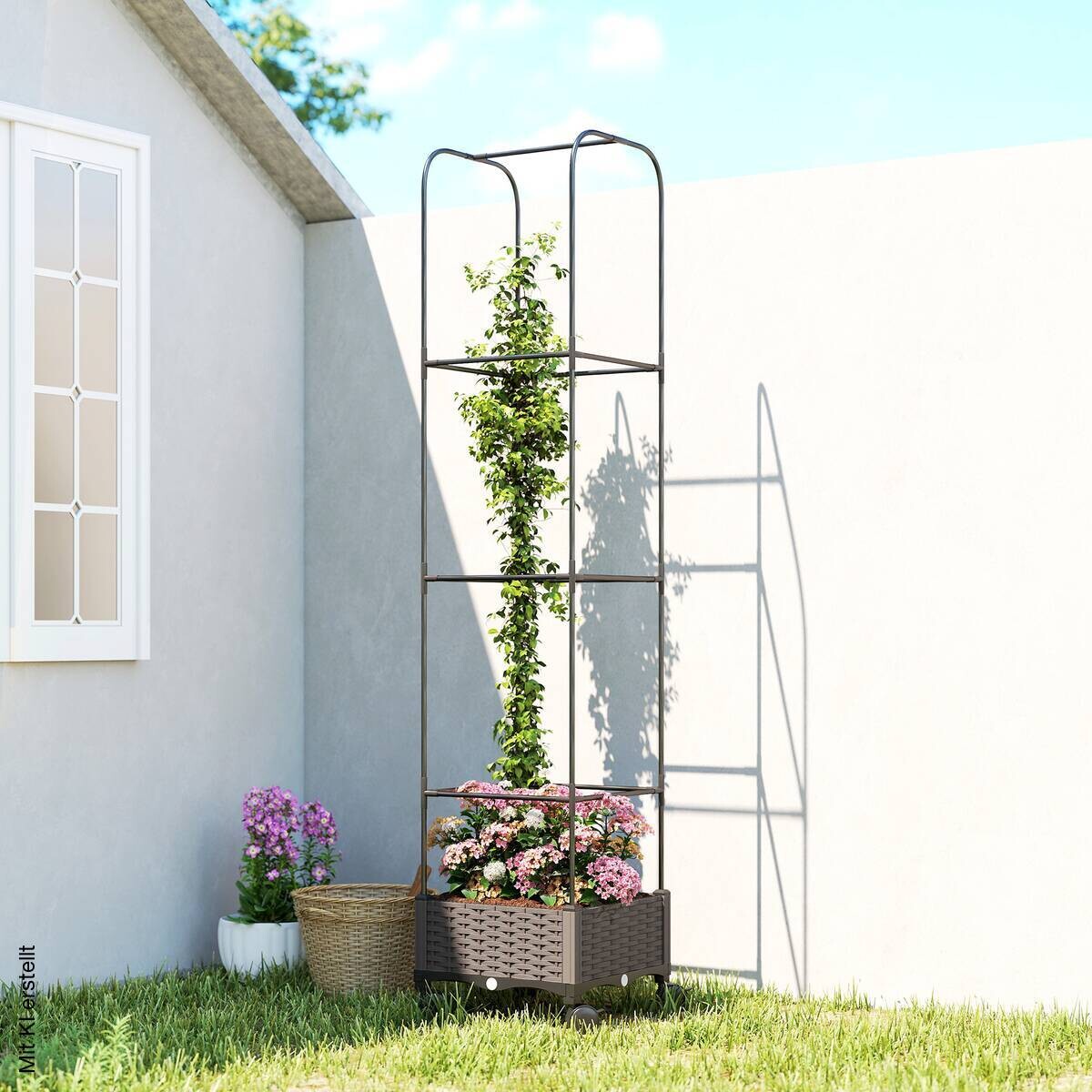 Outsunny Hochbeet mit Spalier schwarz Kunststoff B/H/T/L: ca. 40x185x40x40 cm