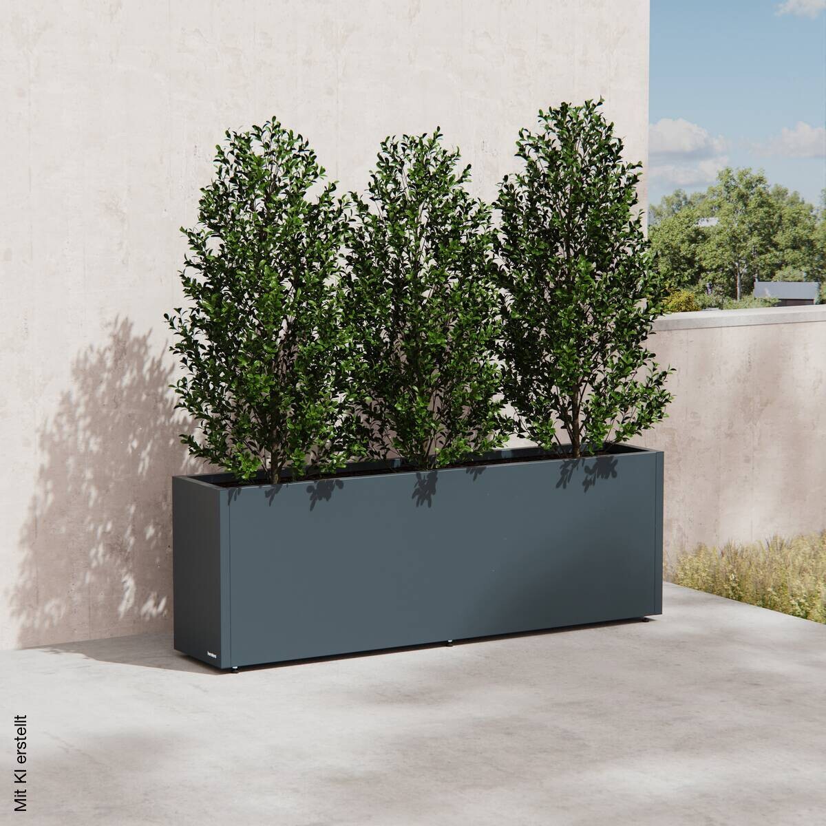 Herstera Garden Pflanzkübel Cube anthrazit Metall B/H/L: ca. 150x50x30 cm