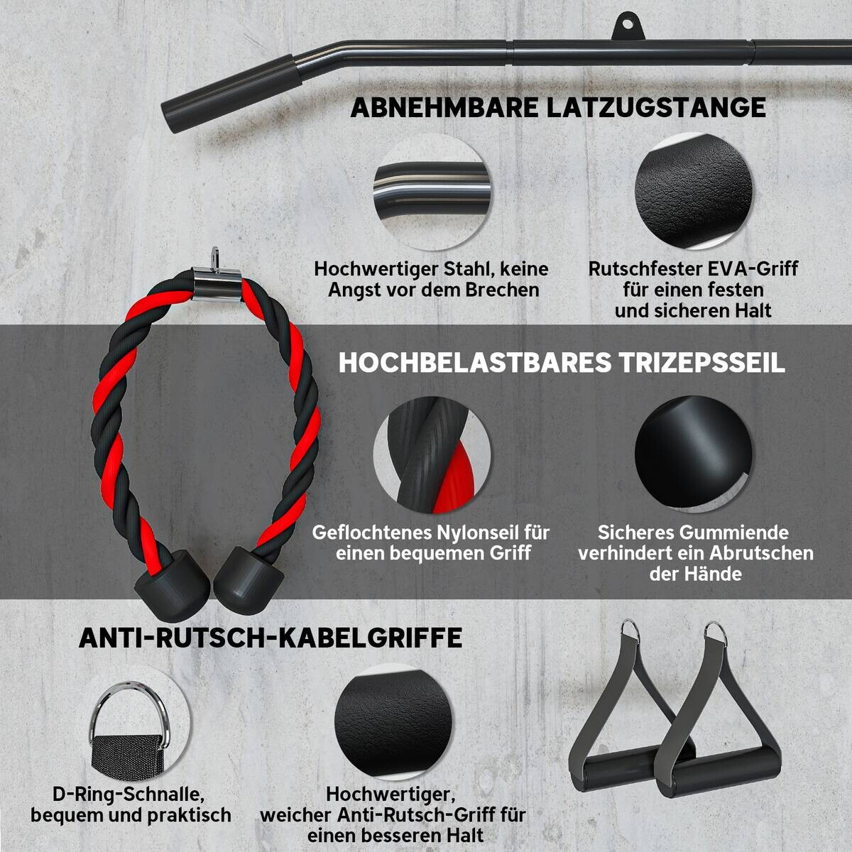 SPORTNOW Kabelzugsystem schwarz Nylon B/H/L: ca. 2,5x200x98 cm