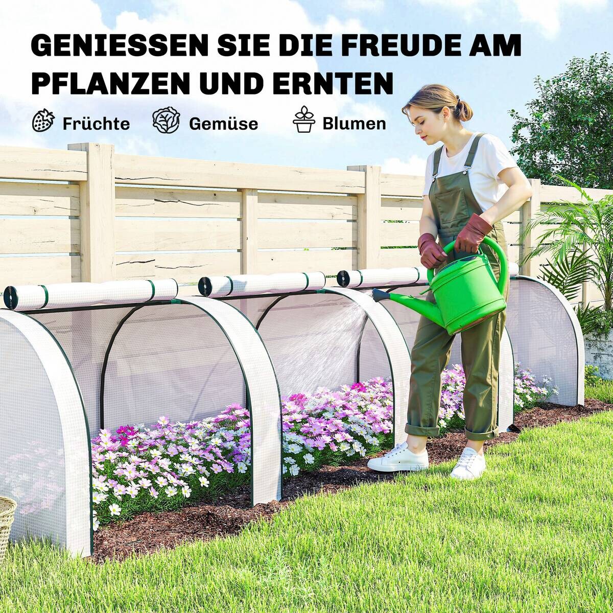Outsunny Gewächshaus B/H/T/L: ca. 100x80x100x395 cm weiß