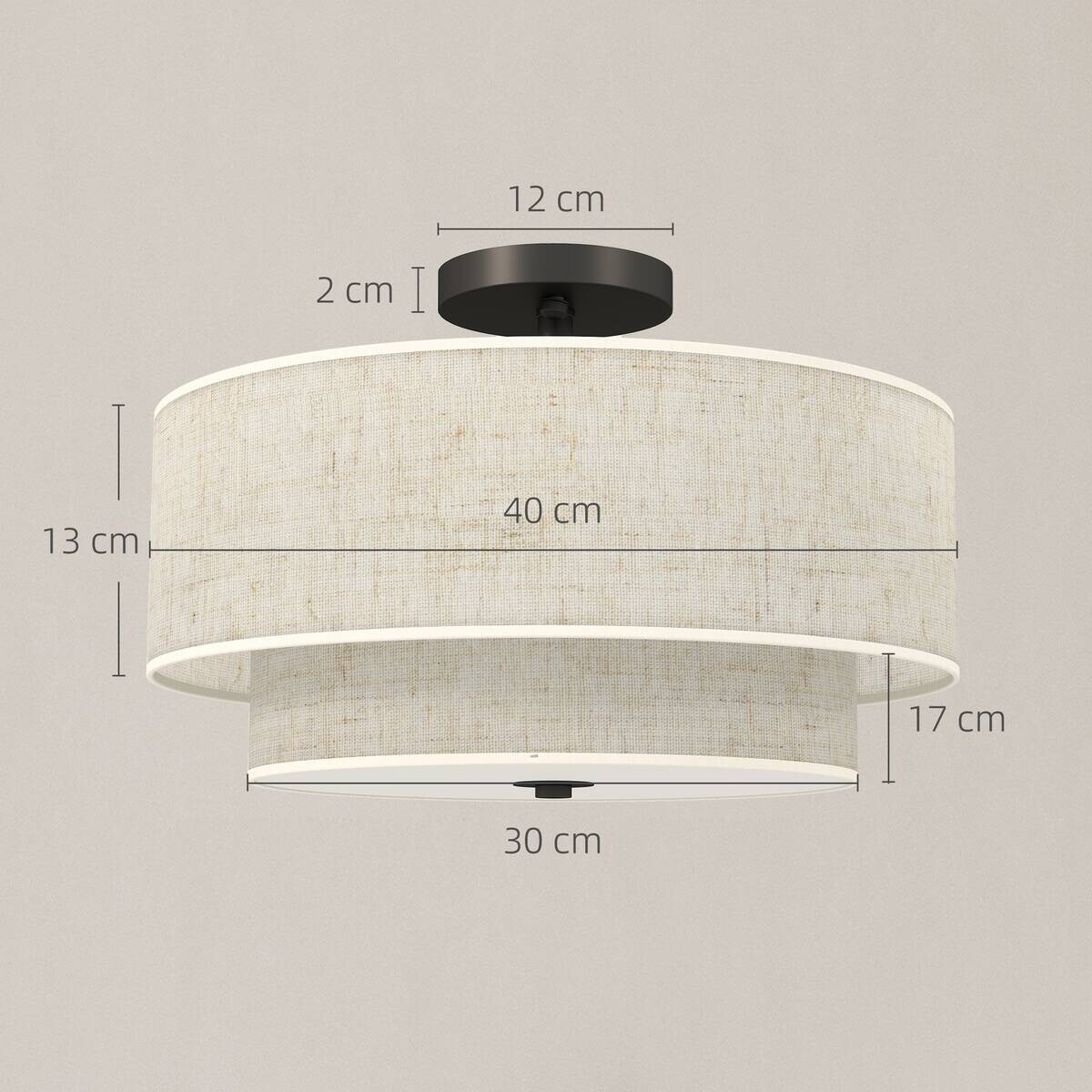 HOMCOM Deckenleuchte creme Metall Stoff B/H/L: ca. 40x26x40 cm E14 3 Brennstellen