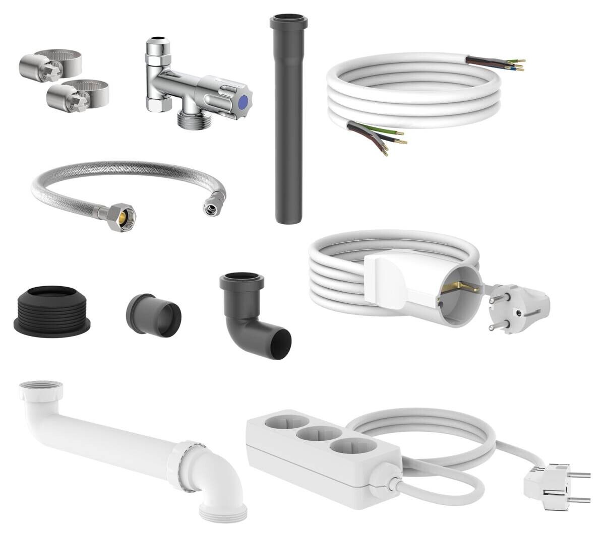 Küchen-Anschluss-Set 12tlg. weiß