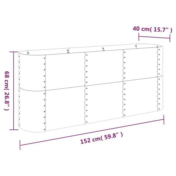 Hochbeet grau Stahl B/H/L: ca. 40x68x152 cm