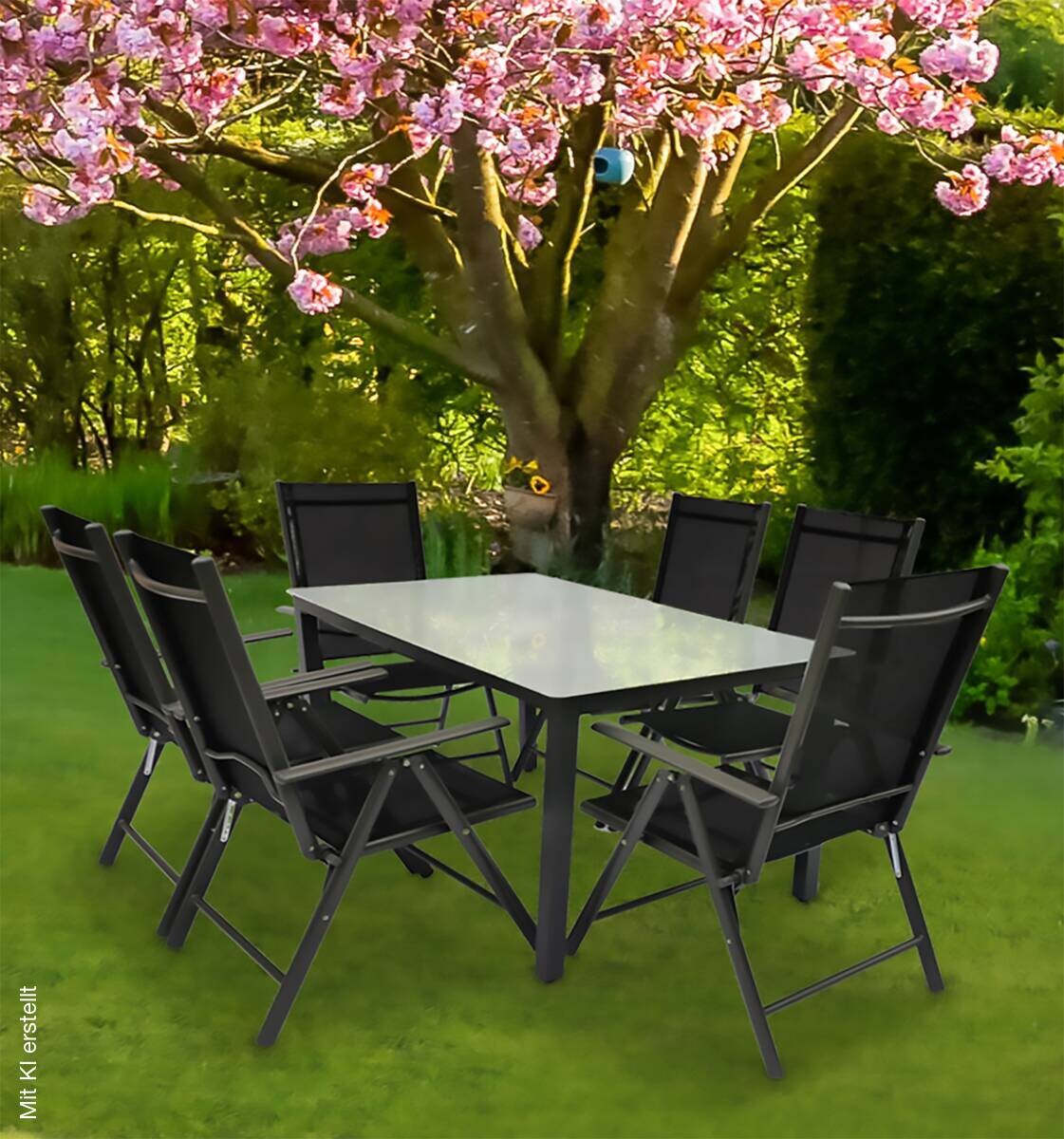 VCM Gartensitzgruppe anthrazit Stahl B/H/L: ca. 140x76x80 cm