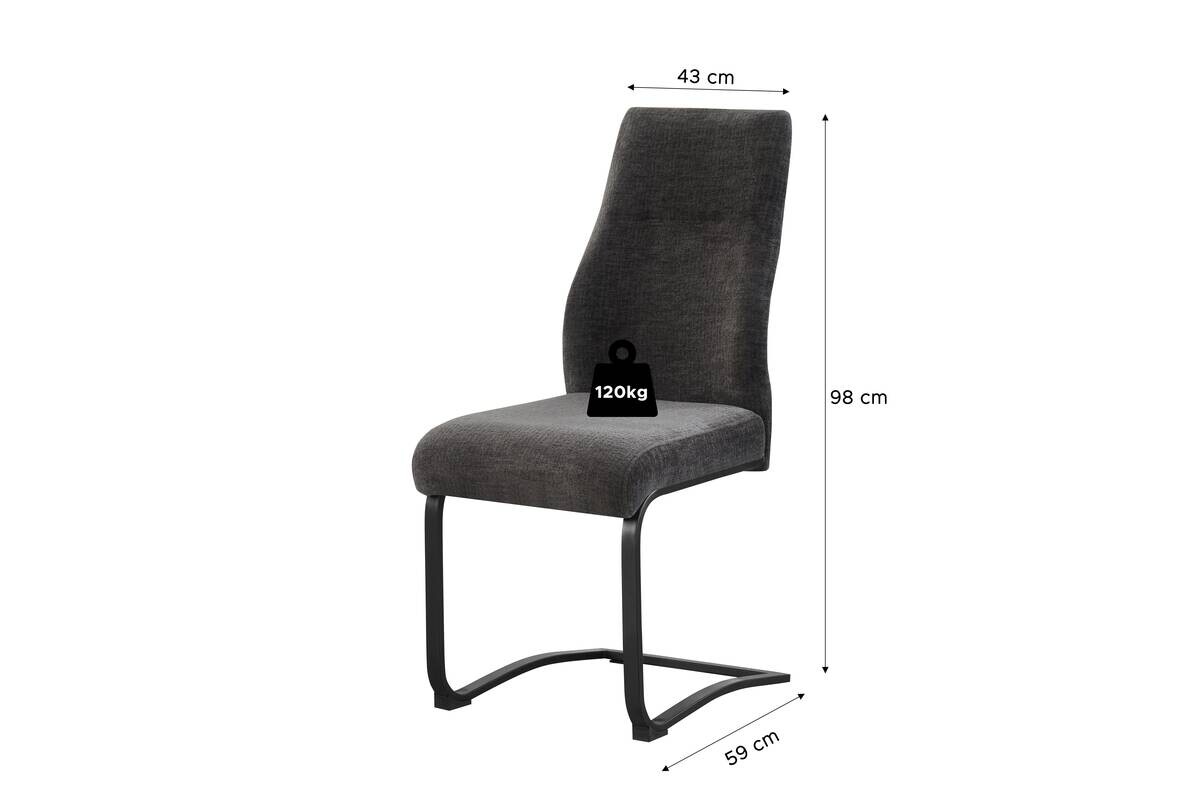 Schwingstuhl TINA, 2er Set anthrazit Webstoff B/H/T: ca. 43x98x59 cm