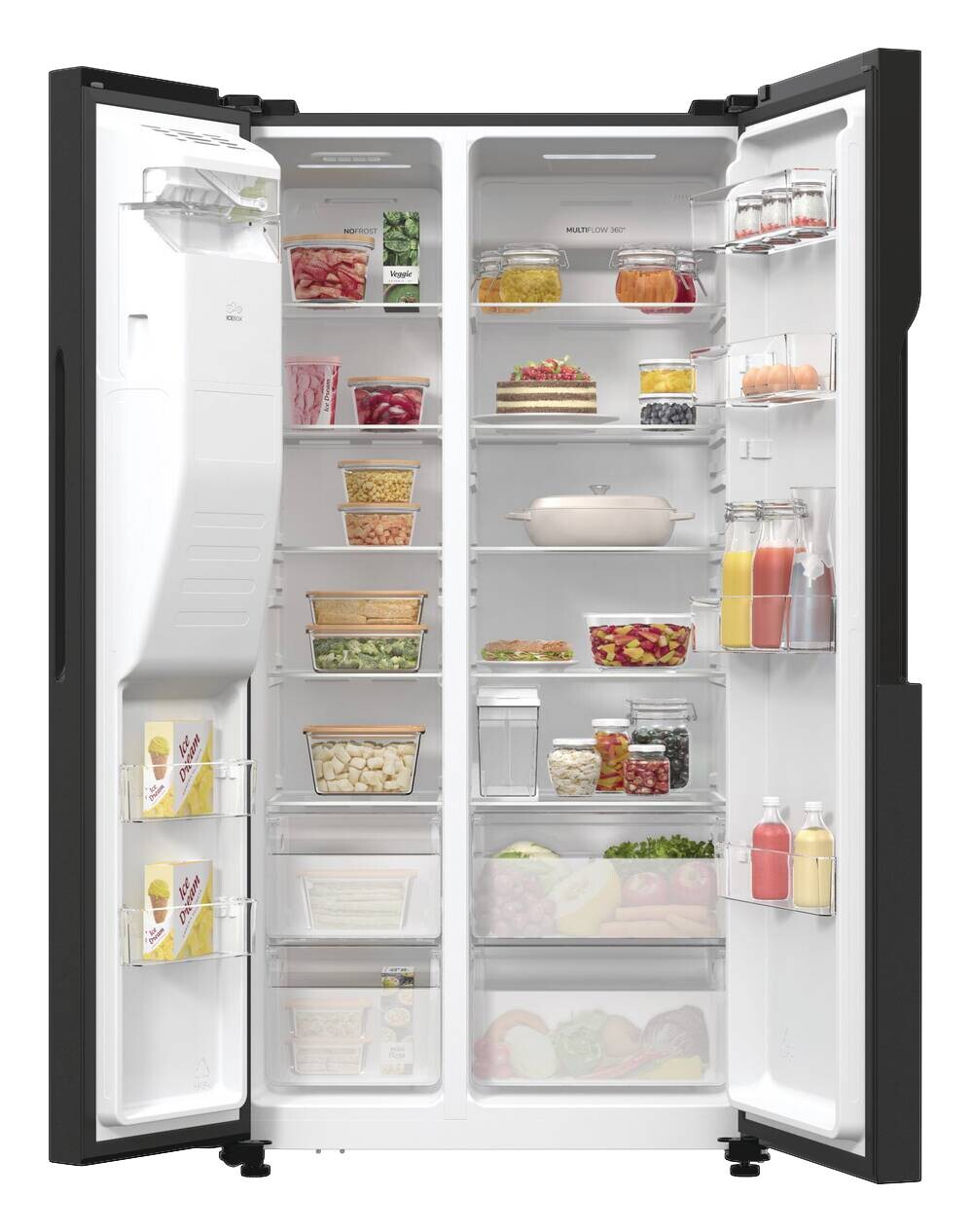 Gorenje Side-by-Side NRR9ESBXL Ice Crushed schwarz B/H/T: ca. 92x179x70 cm