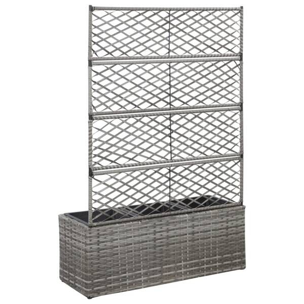 Hochbeet mit Rankgitter grau Polyrattan B/H/L: ca. 30x130x83 cm