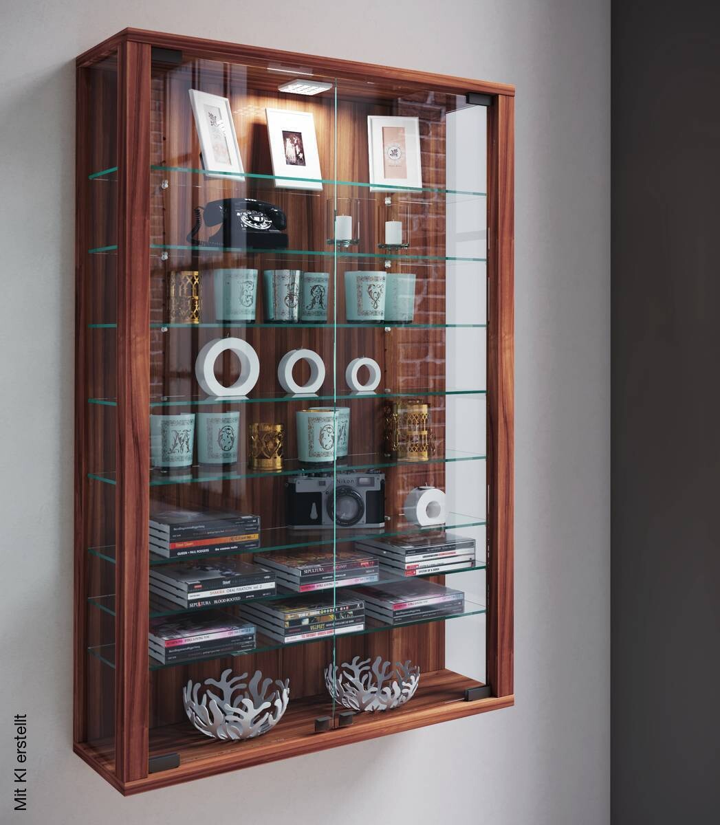 Vitrine Vitrosa Mini nussbaum Nachbildung Holzwerkstoff Glas B/H/T: ca. 59x90x18 cm