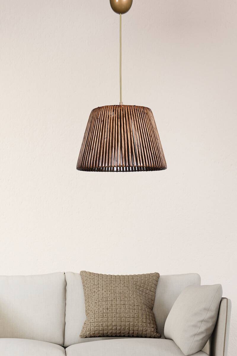 Opviq Pendelleuchte braun Holz B/H/T/L/D: ca. 30x70x30x30x30 cm E27 1 Brennstellen