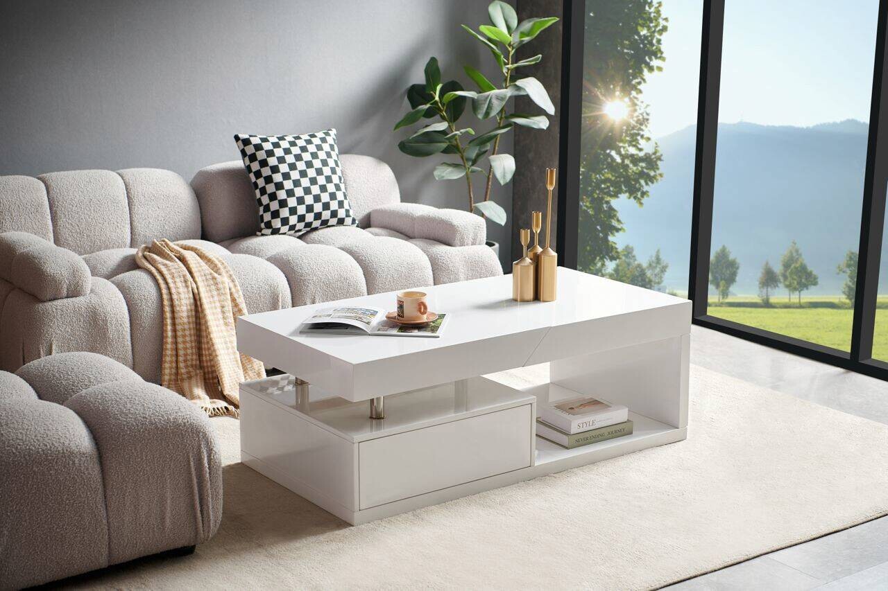 Couchtisch Vega weiß Hochglanz B/H/T: ca. 110x42x60 cm