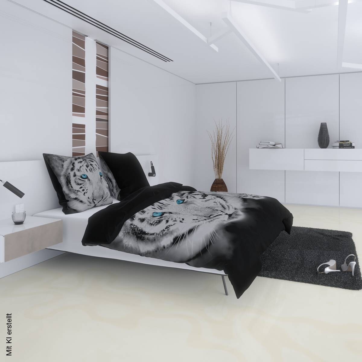 Microfaser Bettwäsche weiß schwarz 100% Polyester B/L: ca. 135x200 cm