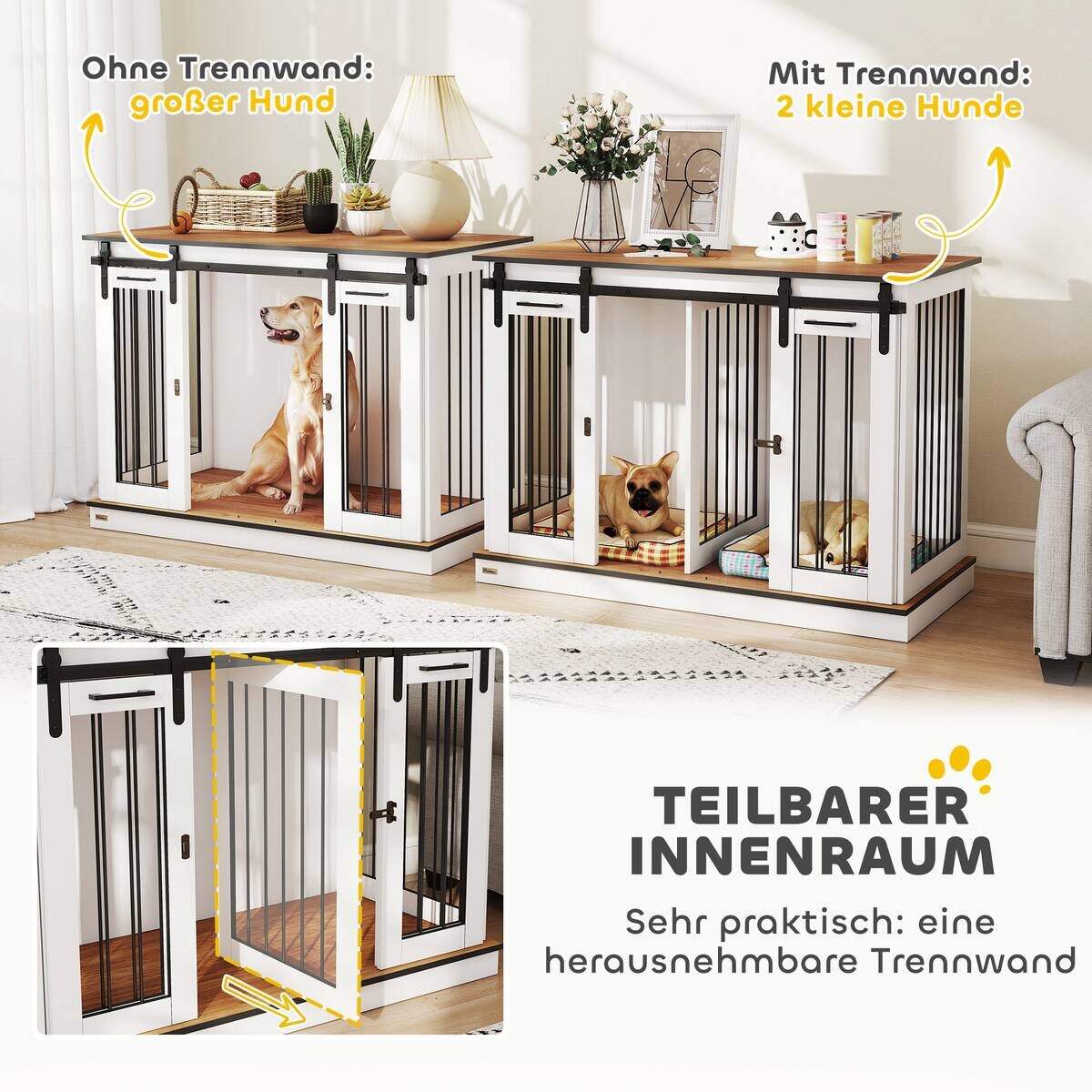 PawHut Hundekäfig weiß Stahl B/H/L: ca. 60x88,5x120 cm