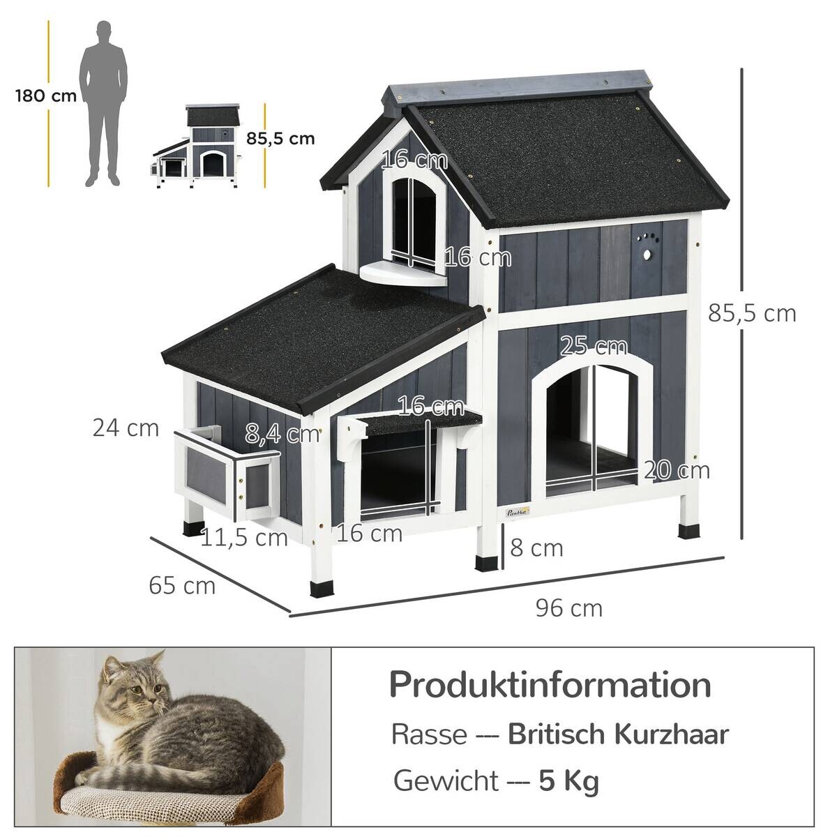 PawHut Katzen-Zubehör grau Edelstahl B/H/L: ca. 65x96x85,5 cm